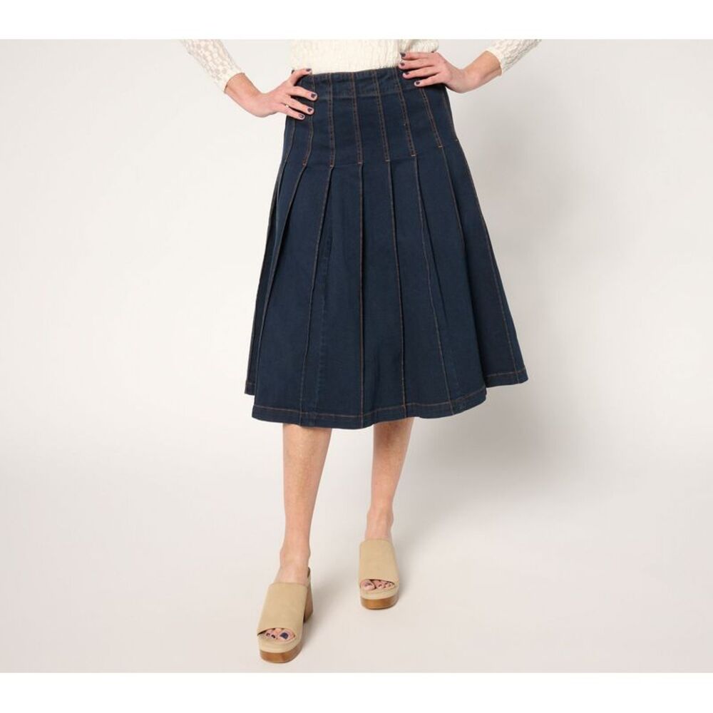 SUNNYLiFE Women's Petite Skirt 18P Label Pleated Denim Blue A682133